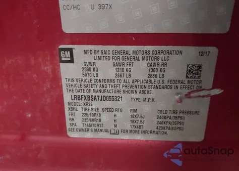 2018 Buick Envision Preferred z USA, uszkodzony, nr VIN LRBFXBSA7JD055321